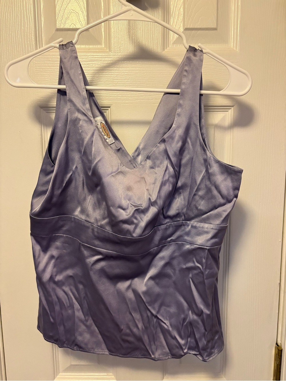Lavender Satin V-Neck Going Out Tank Top